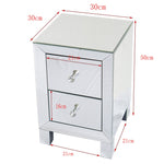 ZUN Mirror Two Drawer Bedside Table Silver 23069824