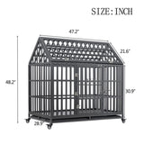 ZUN Heavy Duty Dog Cage pet Crate with Roof & window on roof W206115370