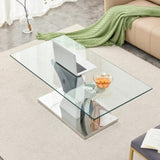 ZUN Modern dining table,Tea Table.Coffee Table. Tempered glass countertop, and artistic MDF legs are W1151136001