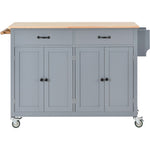 ZUN Kitchen Island Cart with Solid Wood Top and Locking Wheels,54.3 Inch Width,4 Door Cabinet and Two WF286911AAG