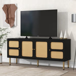 ZUN ON-TREND Boho style TV Stand with Rattan Door, Woven Media Console Table for TVs Up to 70'', Country WF300549AAB