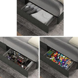 ZUN Anna Full Size Gray Linen Upholstered Wingback Platform Bed with Patented 4 Drawers Storage, Modern B083115498
