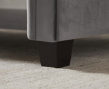 ZUN Dark Grey, Solid Wood Legs Velvet Rectangular Sofa Bench with Attached Cylindrical Pillows 47066390