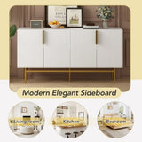 ZUN TREXM Modern Elegant 4-door Sideboard Gold Metal Handle Buffet Cabinet for Dining Room, Living Room, WF304382AAK
