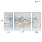 ZUN Hand Embellished with Glitter and Gold Foil Triptych 3-piece Canvas Wall Art Set B03598846