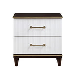 ZUN Contemporary White and Cherry Finish 1pc Two Drawers Nightstand 2-Tone Finish with Gold Trim Modern B011P149132