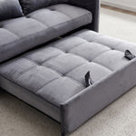 ZUN 55.5" Twins Pull Out Sofa Bed Grey Velvet W1097104077