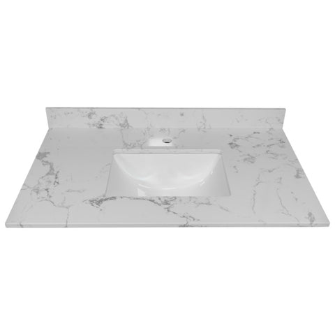 ZUN Montary 37inch bathroom vanity top stone carrara white new style tops with rectangle undermount W50921988