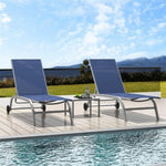 ZUN Chaise Lounge Outdoor Set of 3, Lounge Chairs for Outside with Wheels, Outdoor Lounge Chairs with 5 W1859109855