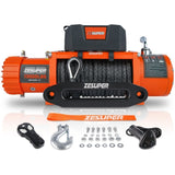 ZUN ZESUPER 13000 lb Load Capacity Electric Winch 12V Waterproof IP67 Winch Truck Winch Kit Synthetic W121863578