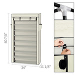 ZUN 10 Tiers Shoe Rack with Dustproof Cover Closet Shoe Storage Cabinet Organizer Beige 94352384