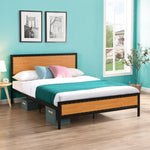 ZUN Industrial Platform Queen Bed Frame/Mattress Foundation with Rustic Headboard and Footboard, Strong D22676088