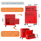 ZUN Detachable Large Tool Cabinet with Wheels, 5 Drawers, Lockable Rolling Chest for Warehouse, Garage, W1234115808