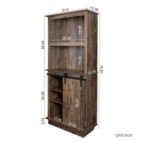 ZUN Freestanding Rustic Kitchen Buffet with Hutch, Pantry Storage Cabinet with Sliding Barn Door, W33164007