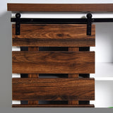 ZUN Living Room Wooden White Storage Cabinet with Barn Door 31.5 x 15.35 x 32 inch 46060887
