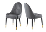 ZUN Modern Leather Dining Chair Set of 2, Upholstered Accent Dining Chair, Legs with Black Plastic Tube W131163489