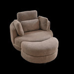 ZUN 39"W Oversized Swivel Chair with moon storage ottoman for Living Room, Modern Accent Round Loveseat W83489914