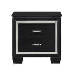 ZUN Glamourous Black Finish 1pc Nightstand 2x Dovetail Drawers Faux Alligator Embossed Fronts Bedroom B01151365