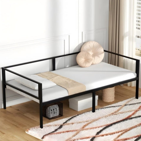 ZUN Twin Size Metal Daybed Frame Quick Lock Steel Support Twin Daybed Frame, Black W1215P145773