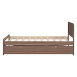 ZUN Modern Design Wooden Twin Size Platform Bed Frame with Trundle for Walnut Color W697121848