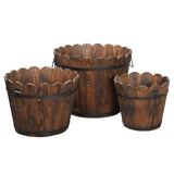 ZUN Outdoor Reinforced And Anticorrosive Chinese Fir Planting Pot Flower-Shaped Barrel Carbonized Color 67322270
