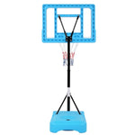ZUN PVC Transparent Board Basket Frame Adjustable 115-135cm Poolside Basketball Hoop Blue 06950291