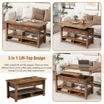 ZUN ON-TREND Lift Top Coffee Table, Multi-Functional Coffee Table with Open Shelves, WF314404AAP