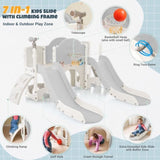 ZUN Kids Slide Playset Structure 7 in 1, Freestanding Spaceship Set with Slide, Arch Tunnel, Ring Toss PP322884AAE