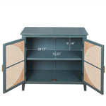 ZUN 2 door cabinet with semicircular elements,natural rattan weaving,suitable for multiple scenes such W688105110