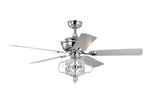 ZUN Crystal Ceiling Fan with Lights Fandelier Chandelier Reversible Blades 3 Wind Speeds Remote Control W1592P152989