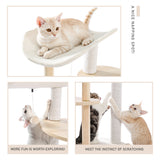 ZUN Multi-Level Cat Tree Modern Cat Tower Wooden Activity Center with Scratching Posts Beige 95146887