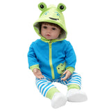ZUN 24" Beautiful Simulation Baby Girl Reborn Baby Doll in Frog Dress 22834187