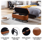 ZUN Oval Storage Bench for Living Room Bedroom End of Bed,Upholstered Storage Ottoman Entryway Bench W1439126959