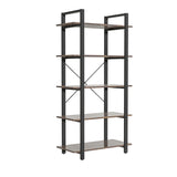 ZUN 5-Shelf Vintage Industrial Rustic Bookshelf, 5 Tier Wood and Metal Bookcase, Open Etagere Book W1422109455