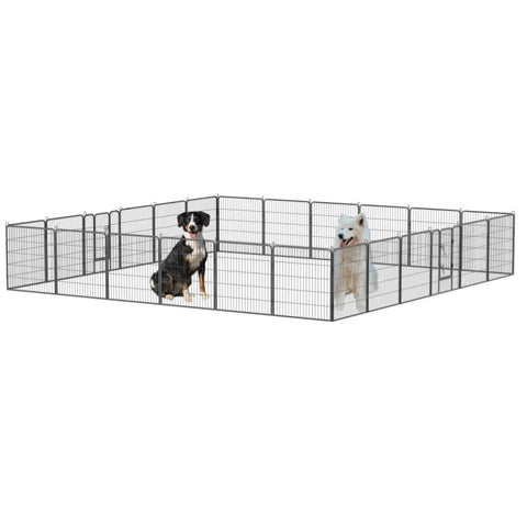 ZUN 32" Outdoor Fence Heavy Duty Dog Pens 24 Panels Temporary Pet Playpen with Doors 95946820