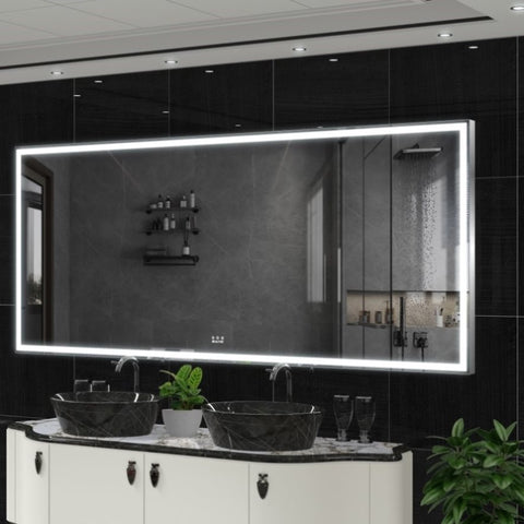 ZUN Extra Large LED Bathroom Mirror with 3 Color Aluminum Framed Wall Mirror Full Body Mirror with W708131919