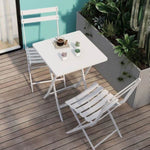 ZUN 3 Piece Patio Bistro Set of Foldable Square Table and Chairs, White W1586P143181