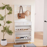 ZUN Entryway Bedroom Armoire,Shoe Cabinet,Wardrobe Armoire Closet, Drawers and Shelves, Handles, Hanging 86561655