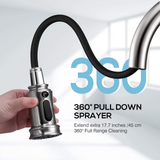 ZUN Kitchen Faucet- 3 Modes Pull Down Sprayer Kitchen Sink Faucet, Brushed Nickel Kitchen Faucet Single 11293022