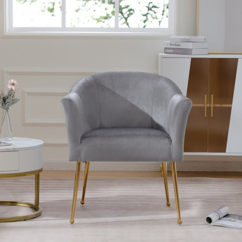 ZUN Velvet Accent Chair with Wood Frame, Modern Armchair Club Leisure Chair with Gold Metal Legs, Single W68060096