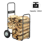 ZUN Firewood Cart 220LBS with Large Wheels, Fireplace Log Rolling Caddy Hauler, Wood Mover Outdoor 48004071