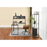ZUN L-Shaped Desk with Hutch Reversible Corner Computer Desk with Storage Shelves, Industrial 54.3" L W1314130138