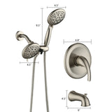 ZUN Classic High Pressure Single Handle 6 Function Rain shower Head with Handheld Shower with Tup Spout W121946592