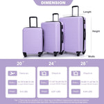 ZUN 3 Piece Luggage Sets ABS Lightweight Suitcase with Two Hooks, Spinner Wheels, TSA Lock, W284102006