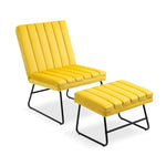 ZUN Yellow Modern Lazy Lounge Chair, Contemporary Single Leisure Upholstered Sofa Chair Set W116470734