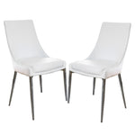 ZUN Set of 2 Leatherette Dining Chairs in Sliver and White B016P156417
