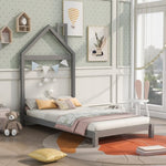 ZUN Twin Size Wood Platform Bed with House-shaped Headboard WF282820AAE