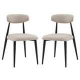 ZUN Modern Dining Chairs Set of 2, Curved Backrest Round Upholstered and Metal Frame, Light Grey W876110769