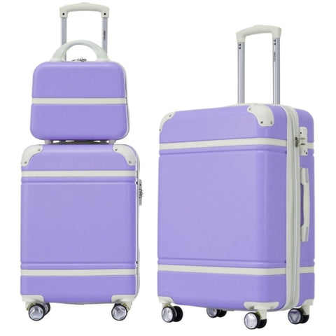 ZUN Hardshell Luggage Sets 3 Pieces 20"+24" Luggages and Cosmetic Case Spinner Suitcase with TSA Lock PP312778AAI