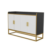 ZUN Modern Kitchen Buffet Storage Cabinet Cupboard Gloss with Metal Legs for living room Kitchen W876134664